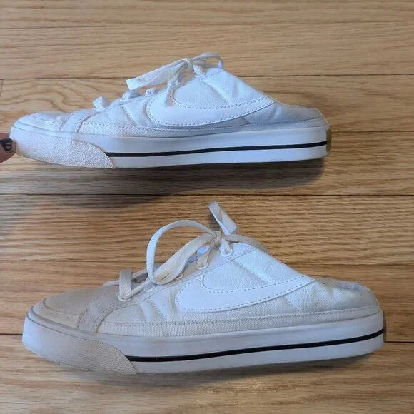 EUC Nike Women's 6 Court Legacy Mule sneakers white canvas slip on shoes slides - Picture 2 of 12